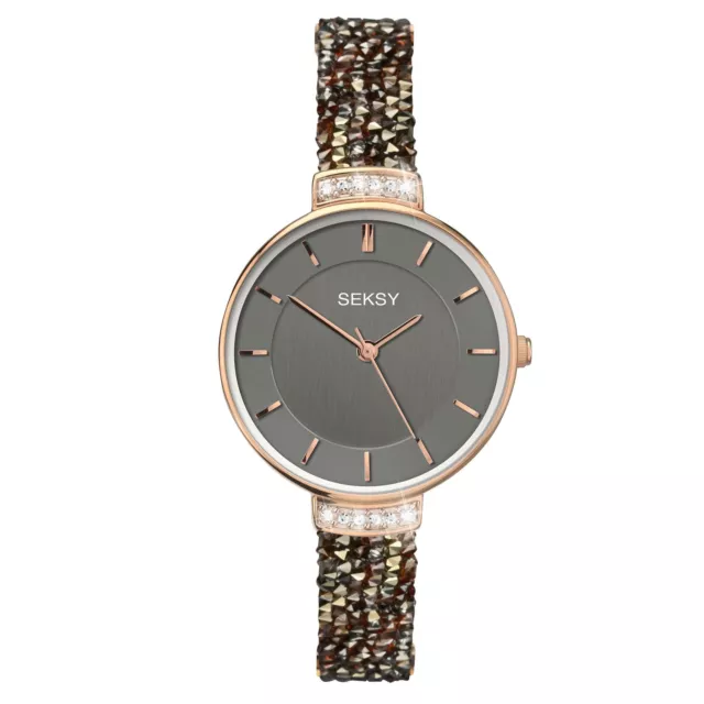 SEKSY CLASSIC QUARTZ Grey Dial Multi Coloured Leather Strap Ladies