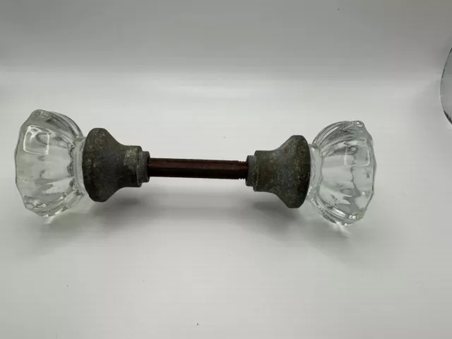 12 point crystal doorknob pair Hardware Glass vintage Victorian Door Knobs 2"