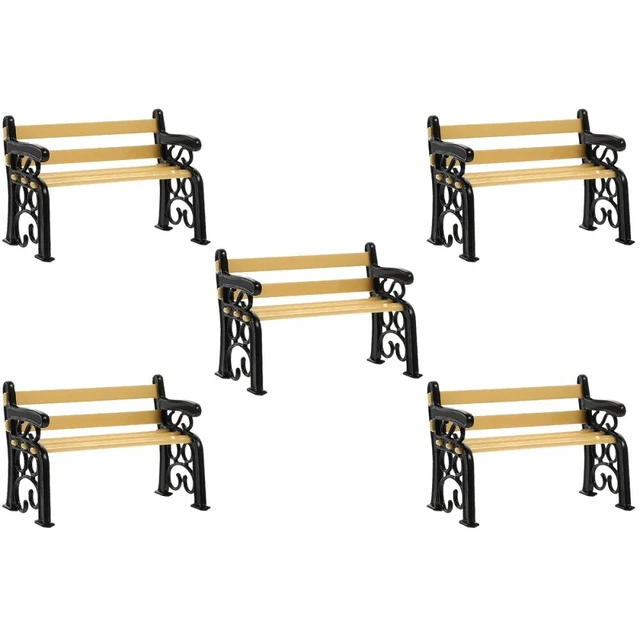 5 COUNT BENCH Miniature Park Benches Furniture Dollhouse Stool Natural