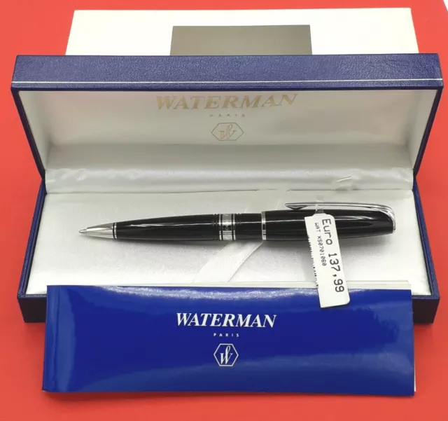 Waterman Charleston Black & Palladium ballpoint pen NEW old stock in box