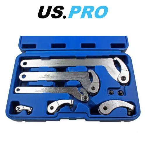 US PRO Adjustable Hook And Pin Wrench / Spanner / C Spanner 35 - 120mm 6pcs 6811