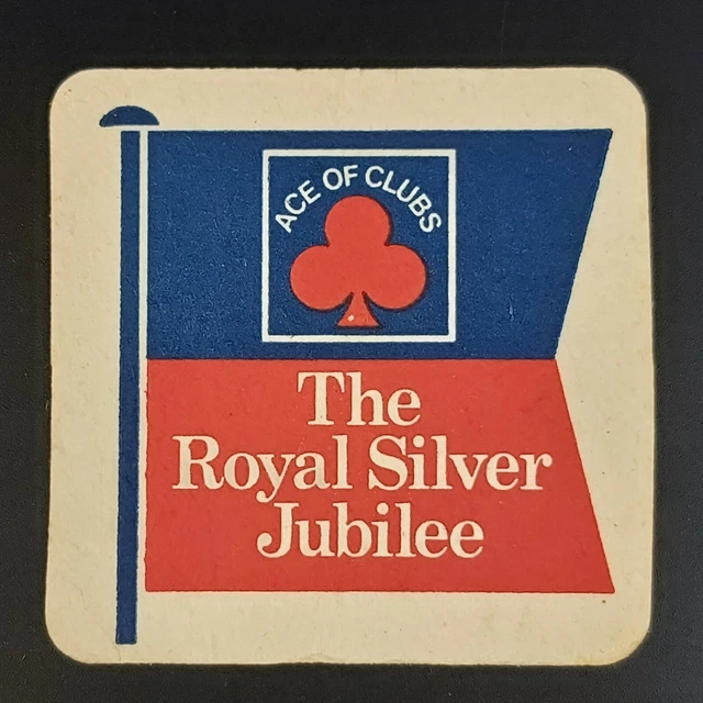 Federation Brewery Ltd Ace of Clubs Silver Jubilee Beer Mat Coaster Home Bar Vtg
