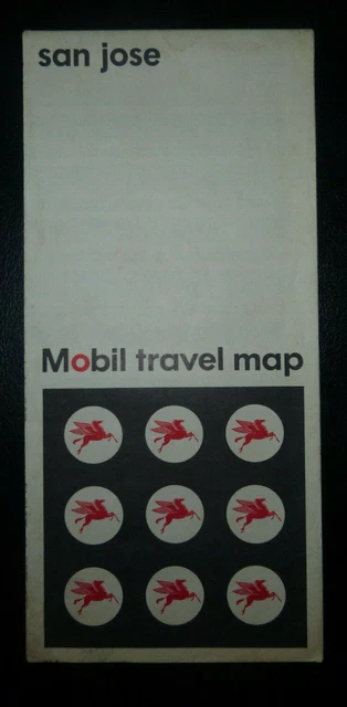 1966 San Jose street map Mobil  oil  gas Berryessa Los Gatos Alum Rock