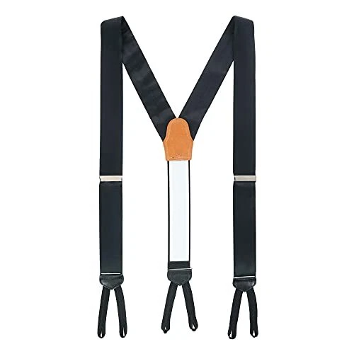 Men's Sutton Formal Solid Color Silk Braces (Suspenders) Black