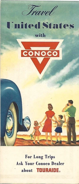 1958 CONOCO GASOLINE Road Map UNITED - 1958 CONOCO Gasoline Road Map UNITED STATES Route.webp