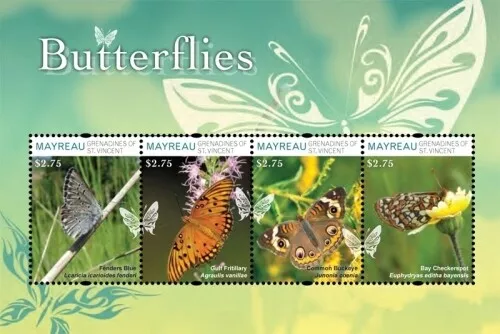 Mayreau 2011 - Butterflies - Sheet of 4 Stamps - MNH