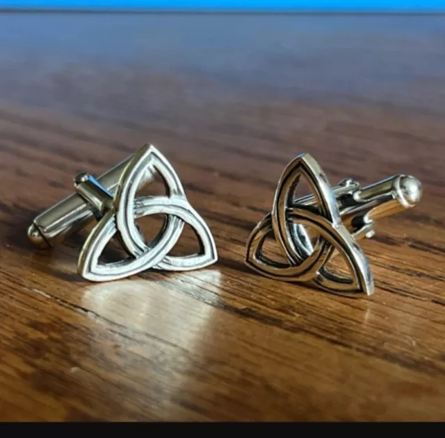 Sterling Silver Celtic Knot Cufflinks 925 Wales Scotland Ireland