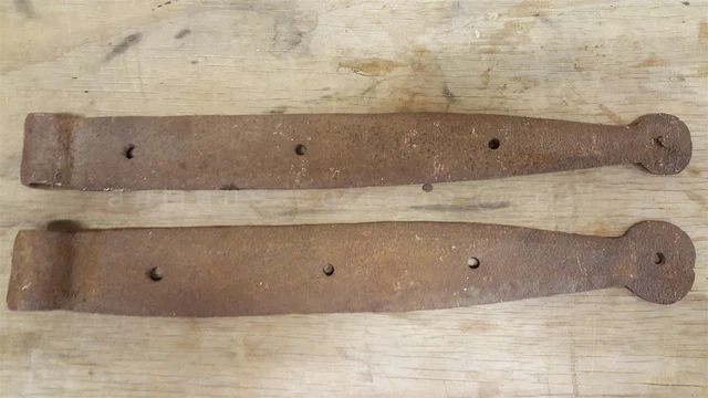LOT antique 2pc 20" BARN DOOR wrought IRON STRAP HINGES lancaster pa AMISH FARM