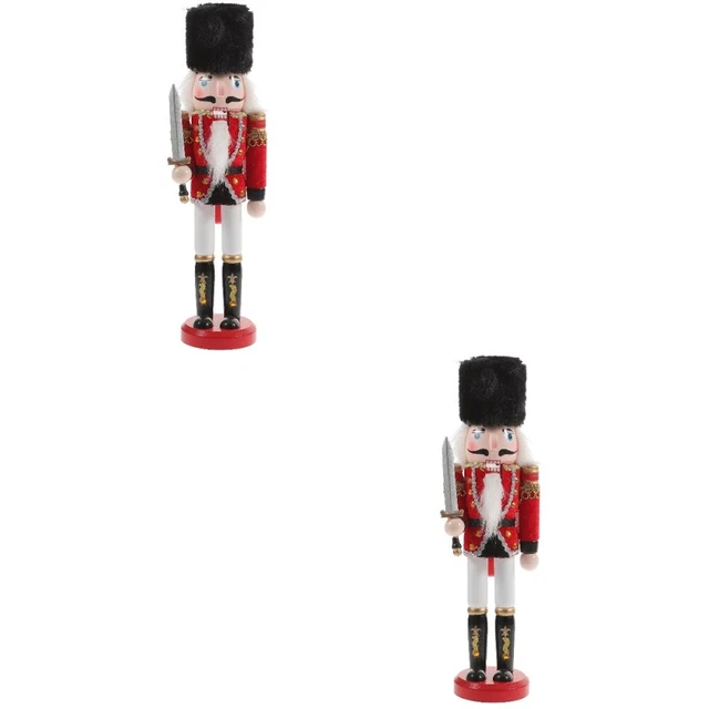 2 Grands Soldats Casse-Noisette De Noël En Bois 30cm Avec Support - Décoration Festive