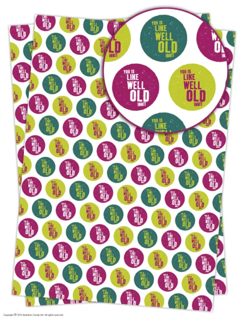 Brainbox Candy Well Old Innit funny wrapping paper gift wrap sheets birthday