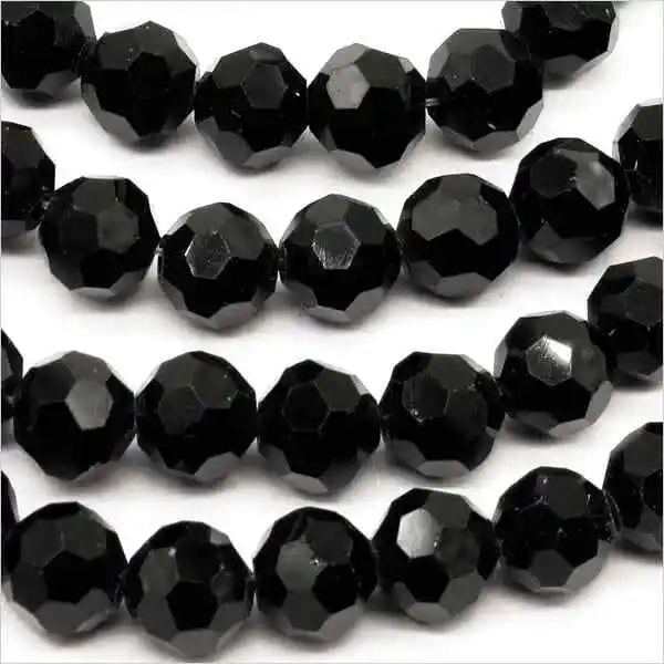 Lot de 20 Perles à FACETTES 8mm en Cristal Noir