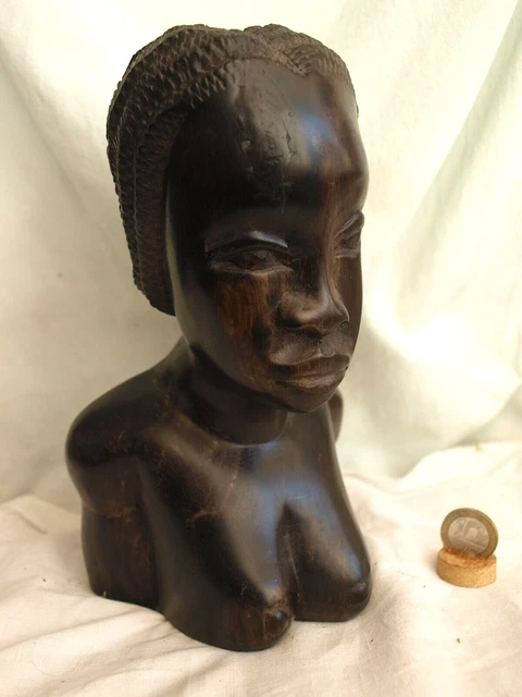 Buste africain en ébène Noir Bois - Vendu