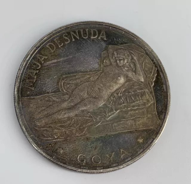 Equatorial Guinea African 1970 Maja Desnuda Goya 100 Pesetas .999 Silver Coin
