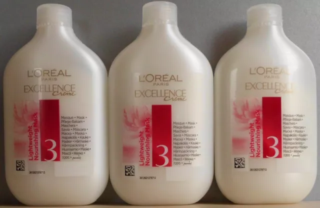 3 x LOreal Excellence Creme Mask L Oreal Maske Spülung Conditioner Pflege Balsam