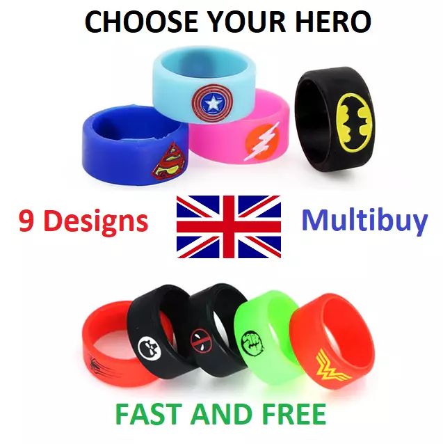 22mm Silicone Superhero Vape Bands Rings Protect eCig Glass x1 | x3 | x9 RDA RTA