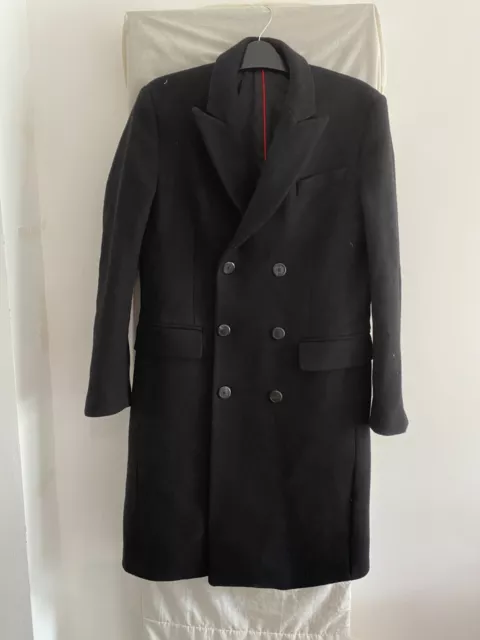 HUGO BOSS Black Wool Blend (70%) Over Coat Size 38 R