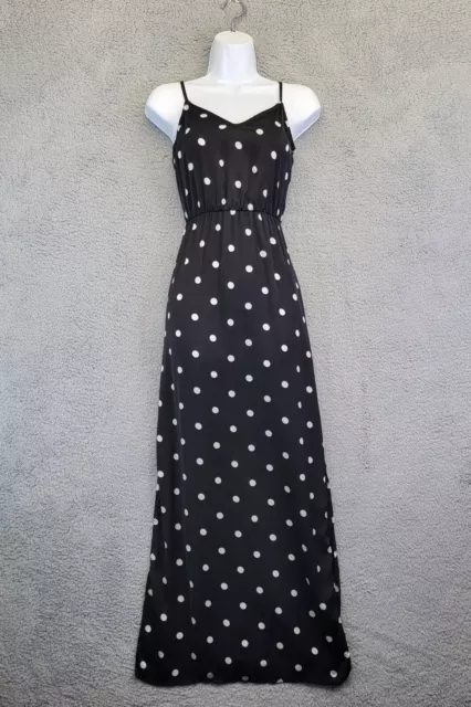 H&M Dress Women’s Extra Small Black White Polka Dot Maxi Spaghetti Strap