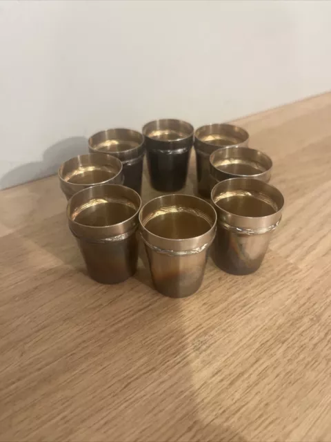 Lot De 8 Petits Gobelets Shots À Digestif Liqueur En Métal Argenté? Poinçonnés