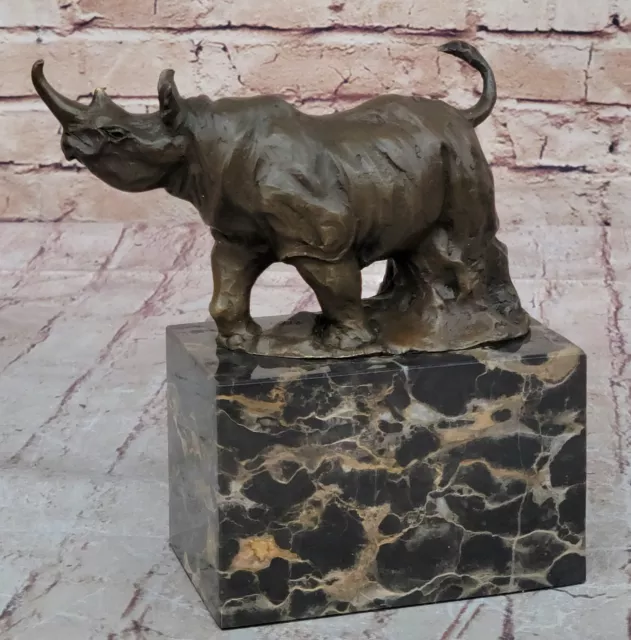 Incredibly Detailed Rhinoceros Bronze / Black Rhino Art Wildlife Sculpture Sale