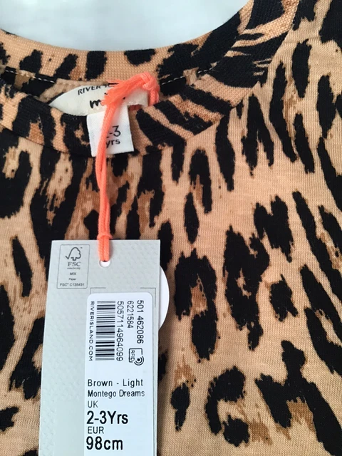 River island mini girls aged 2-3 years leopard print cycling shorts set BNWT 5