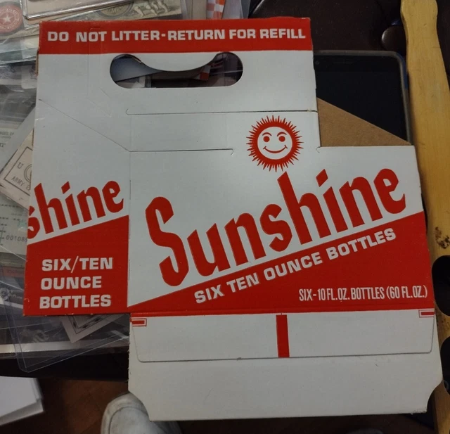 Soda Bottle Carrier Carton Holder 1960s Smiling Sun Sunshine Vtg. Never Used..