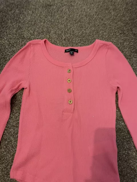 Girls Pink Long Sleeve Gap Kids Top Age 4-5 Years Size XS With Buttons