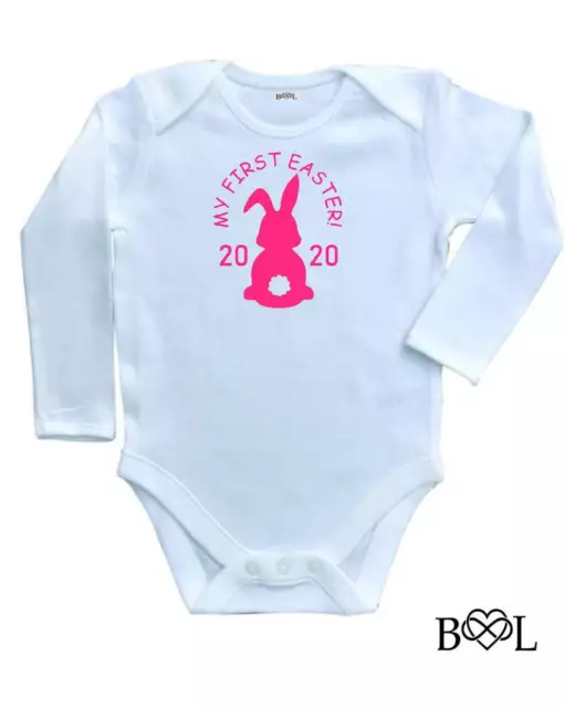 Baby Girls My First Easter 2020 Vest Babygrow Bodysuit Gift Bunny Long Unisex
