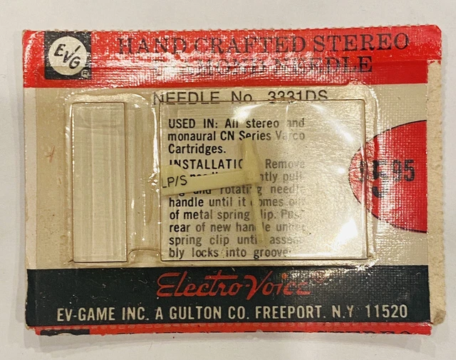 Electro-Voice EV 3331DS Diamond Flip Over Stylus 16, 33 & 45 RPM Needle Astatic