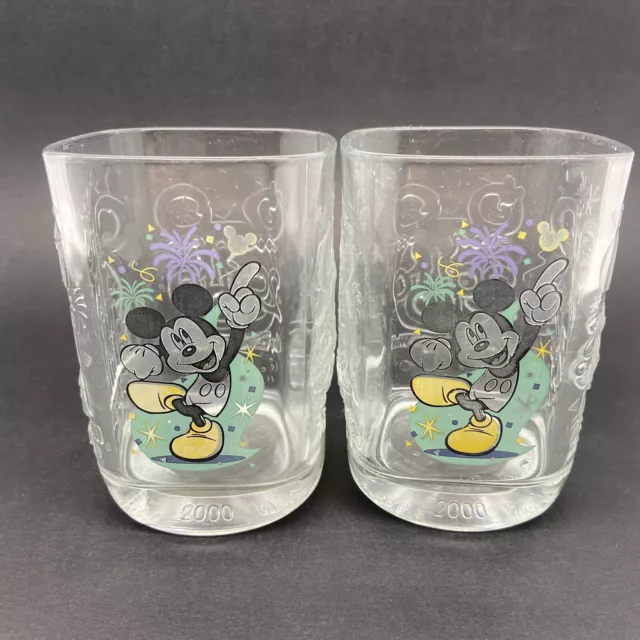 McDonalds Walt Disney World Year 2000 Celebration Glasses Set of 2 Mickey Mouse