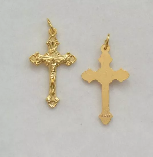 Crucifix, 30mm Metal Cross & Corpus, Gold Tone Pendant, Quality Made in Italy