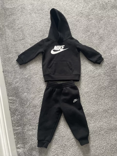 Black Nike Tracksuit with White Logo on Jumper & TrousersJ- Baby Size 12 Months