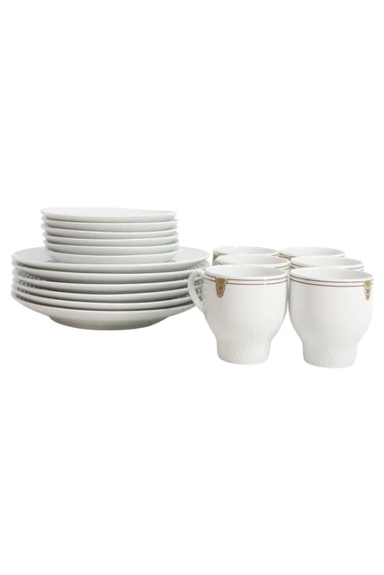 Servizio colazione JADEBORG GERMANY bianco Ø 20 cm porcellana decorazione oro