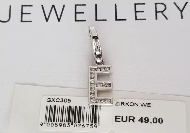 GOOIX CHARM Silber 925 er Charms Anhänger BUCHSTABE E viele Zirkonia NEU