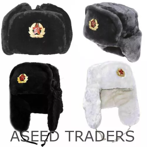 Winter RUSSIAN HAT Soviet Army Real Military Fur Soldiers Ushanka Headwear