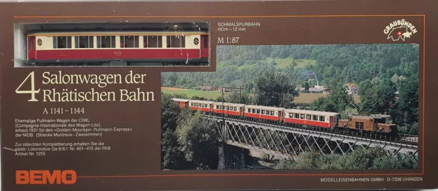 Bemo H0m 3272/S 4teiliges Salonwagen Set RhB gebraucht wenig bespielt m.OVP