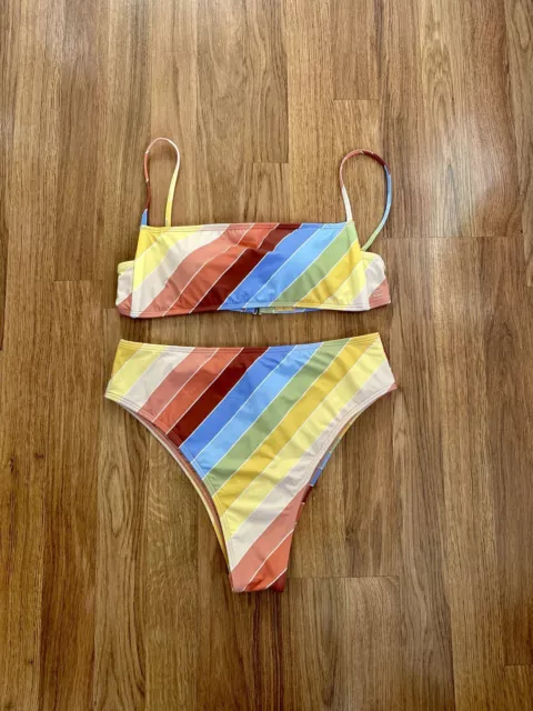 NWT Billabong Brigther Daze Stripe Bikini Set Size Large 2