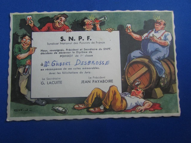 cpa illustrator fantasy humor wine peppers de france