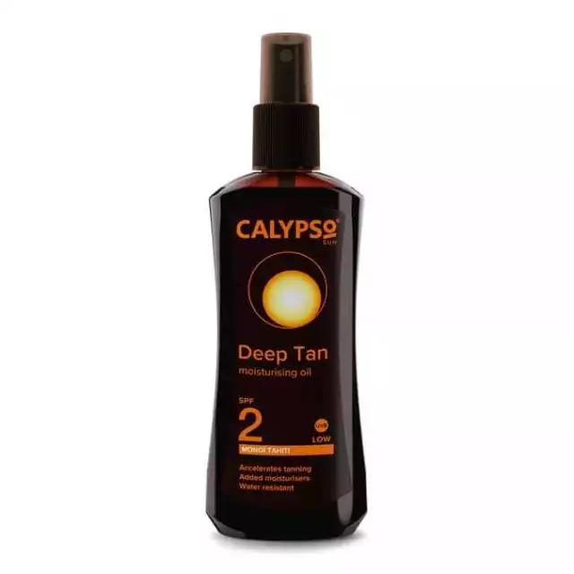 Calypso SPF 2 Spray Tan Oil Deep Tan Sun Oil Tanning Oil spray Pack of 2.