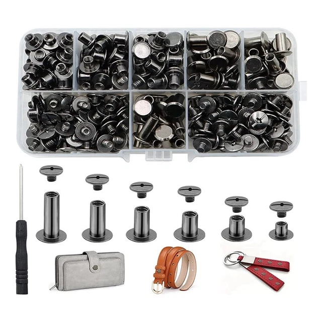 150 Sets Chicago-Schrauben, Sortiertes Set, 6 GrößEn, Runde Flachkopf-Leder C5M8