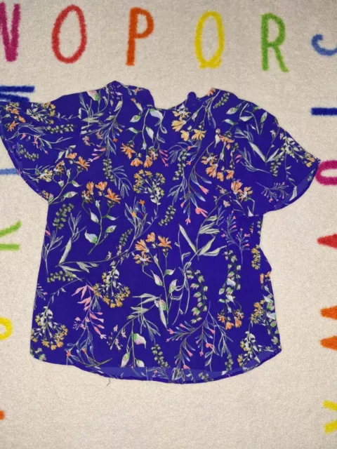 Ladies blouse top size 8 blue floral new look