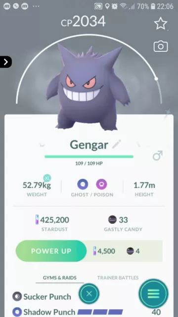 Gengar Shiny Kanto Pokemon for Pokemon Go. Registered Trade or 