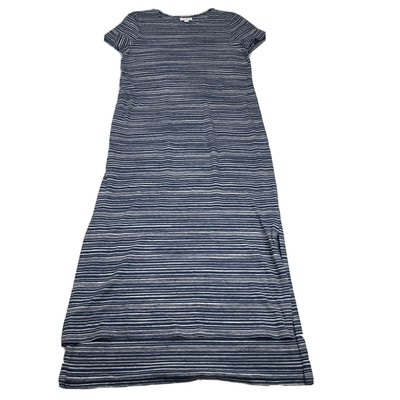 J. Jill PureJill Midi Dress Women's Size XS Blue White Stripes Side Slits Casual