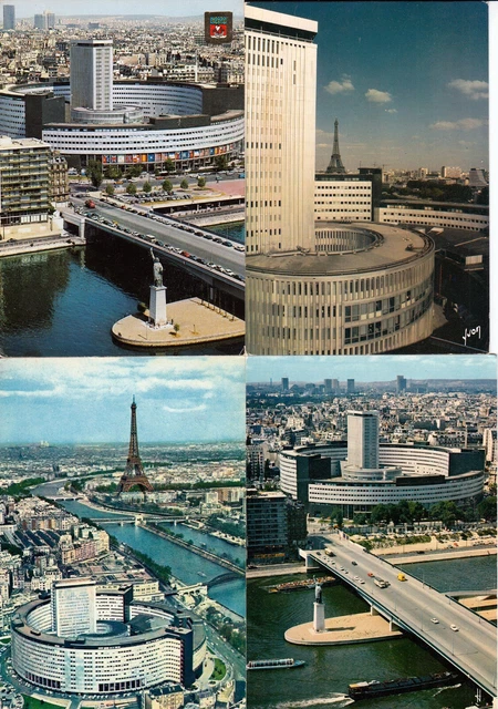LOT DE 4 cartes postales postcards 10X15cm PARIS maison de la radio 3 ...