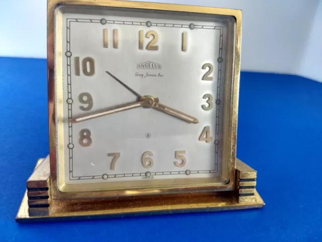 Angelus Art Deco 8 Day 15 Jewel Alarm Clock sold by Georg Jensen Inc. for Repair