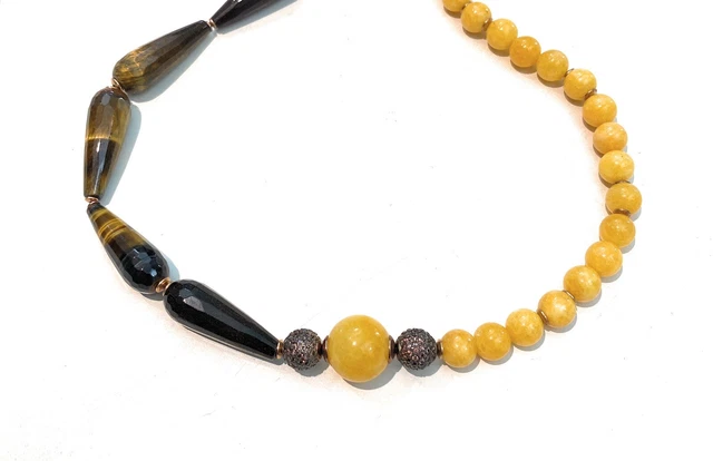 Collana In Giada Verde - Girocollo 49 Cm, Oro Giallo 18k, Chiusura A Moschettone, Unisex