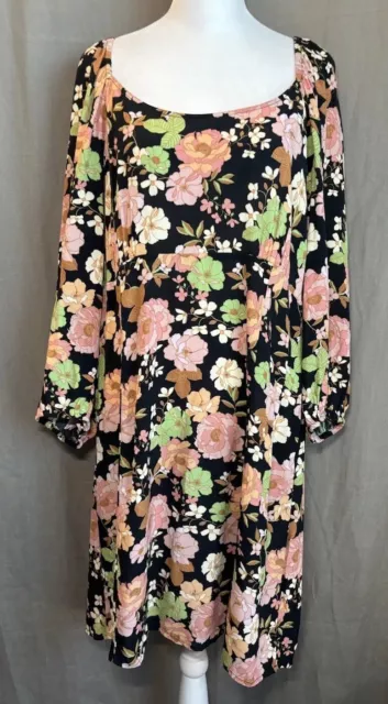 Sanctuary Dolce Dress pink Spring Rose Floral Flowers print puff Sleeves size 8