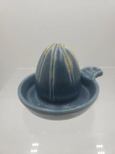 Artisan Pottery Citrus Reemer Blue Glaze Hand Crafted Stoneware Art Pottery