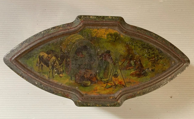 ANCIENNE BOITE À gâteaux en tôle lithographié décors : dessin coloré EUR 14,90 - FR