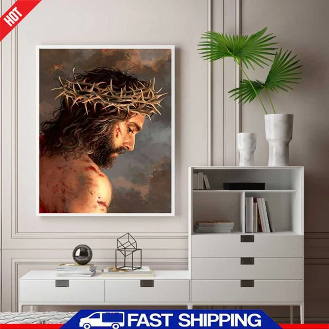 5D Hágalo usted mismo Diamante Dibujo de Jesús Kits Taladro Cuadrado Completo Decoración de Pared Estrás Arte ✅