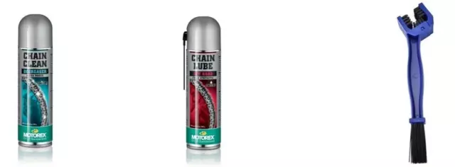 Kit Pulizia Catena Moto Offroad Grasso + Detergente Motorex + Spazzola Motocross
